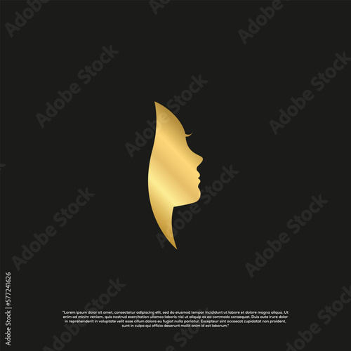 silhouette woman with golden color good for salon logo