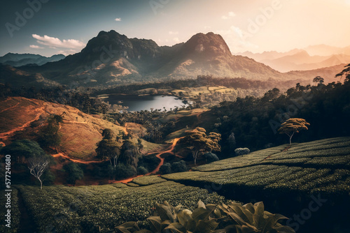 Tea plantations, tea fields in Sri Lanka generative AI