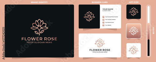 Luxury flower rose logo design inspiration  and business card design