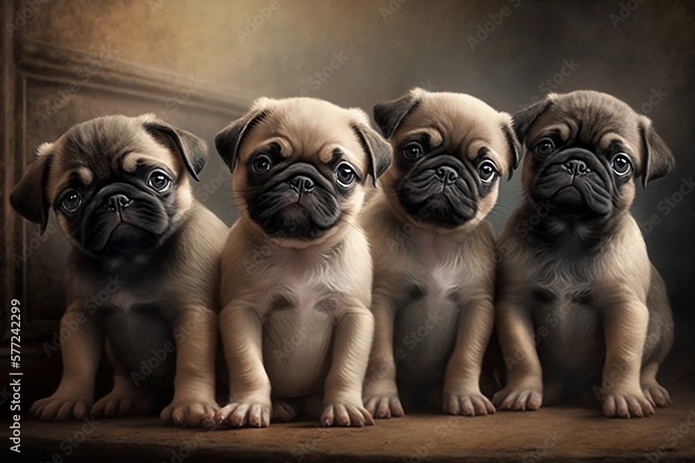 pug puppies 3 created using artificial intelligence