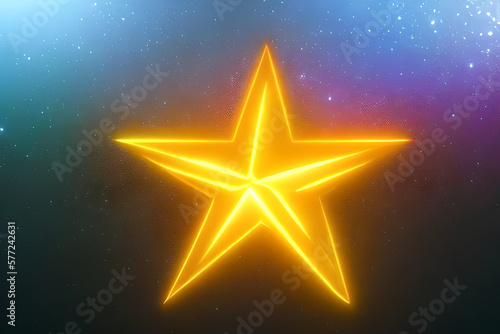 Orange star shape neon line space background with some empty space.