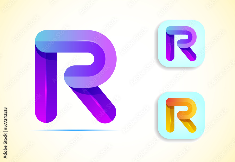 Abstract origami letter R logo design template. Flat style application icon. Vector illustration Abstract origami letter R logo design template. Flat style application icon. Vector illustration