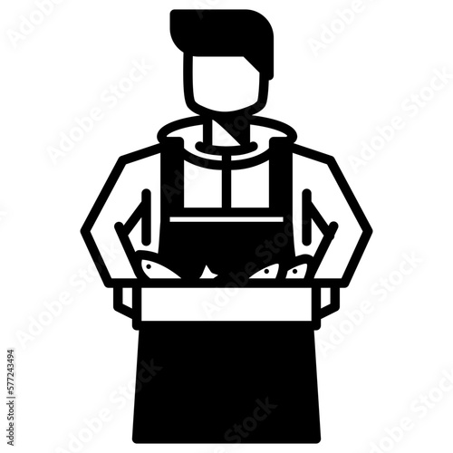 fisherman glyph icon