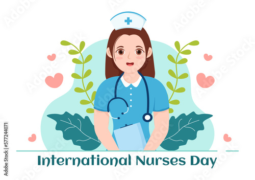 International Nurses Day on May 12 Illustration for Contributions that Nurse Make to Society in Flat Cartoon Hand Drawn for Landing Page Templates
