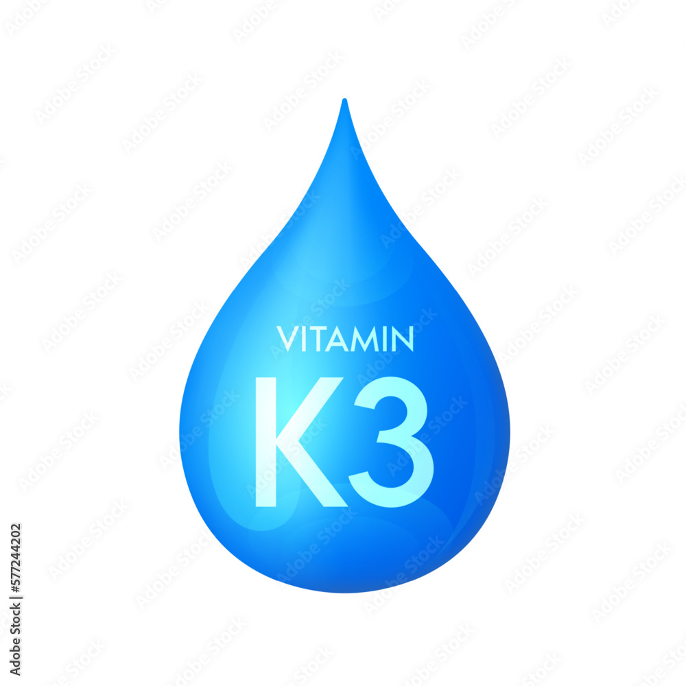 Drip vitamin K3 blue icon 3D isolated on a white background. Drop