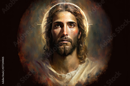 Fototapet portrait of jesus, savior of mankind, generative AI
