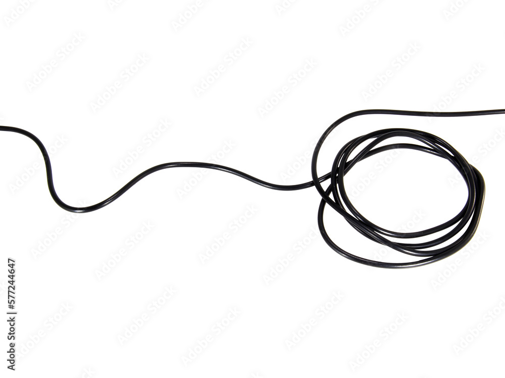 Obraz premium black wire cable of usb and adapter isolated on white background.Electronic Connector.Selection focus.