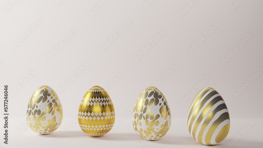 Obraz premium golden easter eggs on the white background.3d rendering.