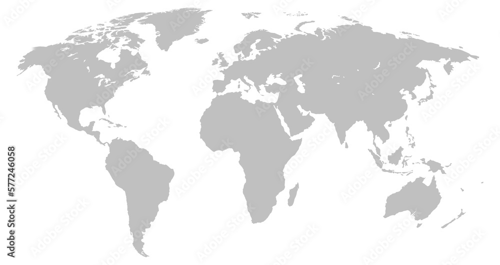 World map isolated on transparent background png file.