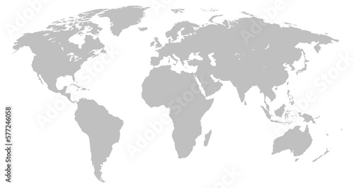 World map isolated on transparent background png file.