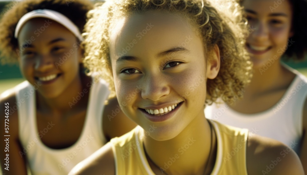 Group of Diverse and Empowered Multiracial Youth Female High School Students Working Together in Tennis : Power of Collaboration in Clubs, Sports Teams (generative AI) Group of Diverse and Empowered Multiracial Youth Female High School Students Working Together in Tennis : Power of Collaboration in Clubs, Sports Teams (generative AI)