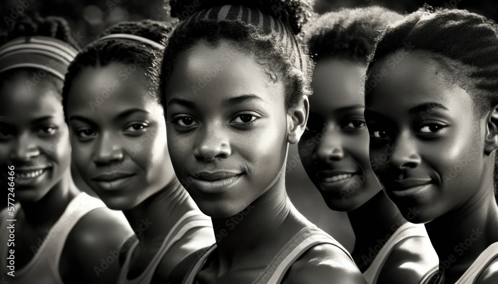 Group of Diverse and Empowered African American Black Youth Female High ...