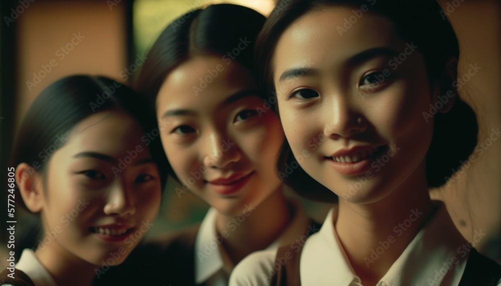Group of Diverse and Empowered Asian Youth Female High School Students Working Together in Film Club : Power of Collaboration in Clubs, Sports Teams (generative AI) Group of Diverse and Empowered Asian Youth Female High School Students Working Together in Film Club : Power of Collaboration in Clubs, Sports Teams (generative AI)