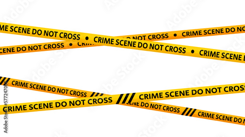 Crime scene do not cross tapes. Crossed yellow and black caution stripes. Danger area or closed zone stripes background. Warning sign. Vector 