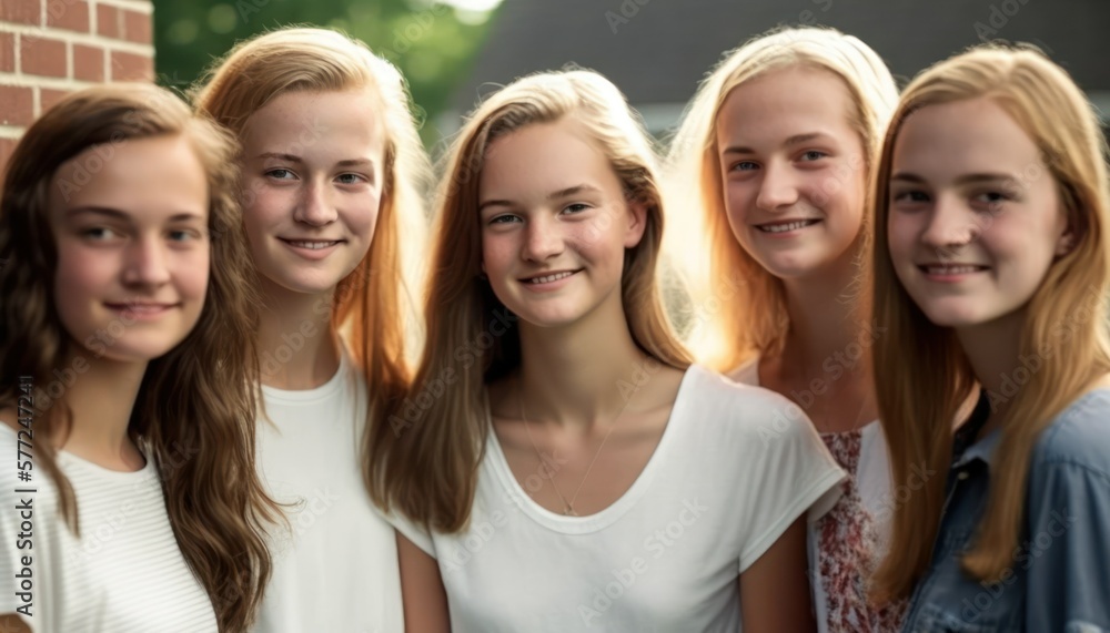 Group of Diverse and Empowered Caucasian White Youth Female High School Students Working Together in Economics Club : Power of Collaboration in Clubs, Sports Teams (generative AI) Group of Diverse and Empowered Caucasian White Youth Female High School Students Working Together in Economics Club : Power of Collaboration in Clubs, Sports Teams (generative AI)