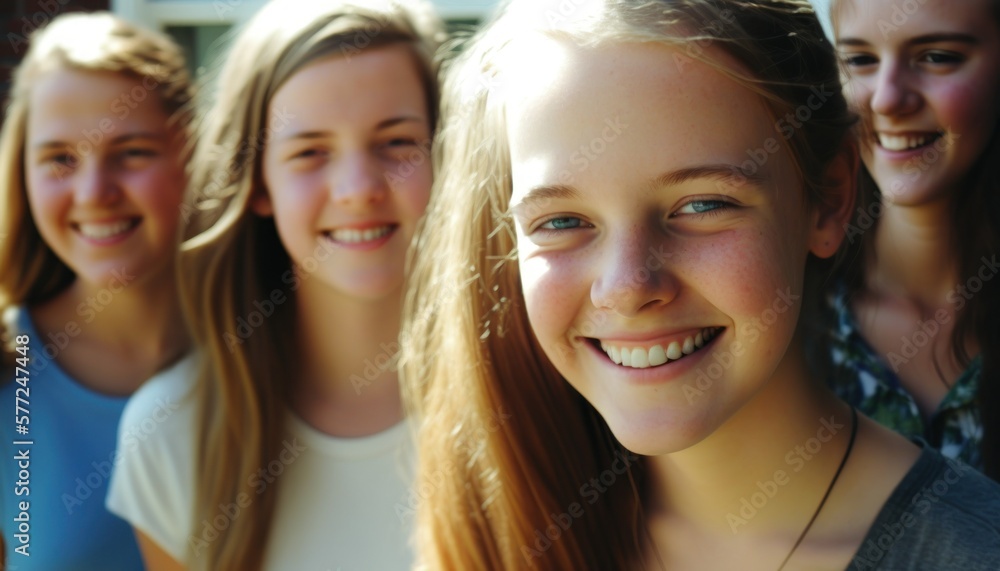 Group of Diverse and Empowered Caucasian White Youth Female High School Students Working Together in Journalism Club : Power of Collaboration in Clubs, Sports Teams (generative AI) Group of Diverse and Empowered Caucasian White Youth Female High School Students Working Together in Journalism Club : Power of Collaboration in Clubs, Sports Teams (generative AI)