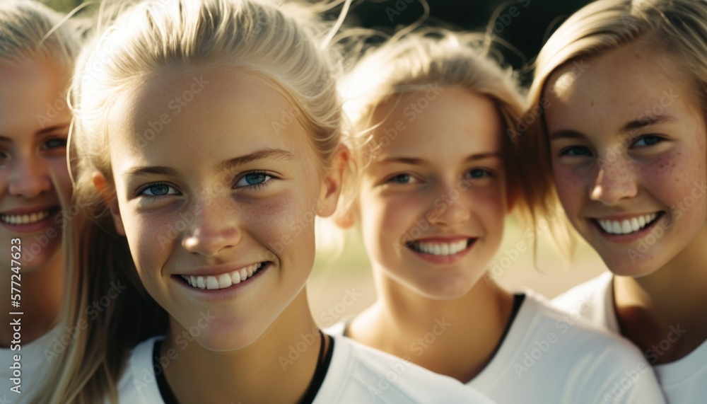 Group of Diverse and Empowered Caucasian White Youth Female High School Students Working Together in Soccer : Power of Collaboration in Clubs, Sports Teams (generative AI) Group of Diverse and Empowered Caucasian White Youth Female High School Students Working Together in Soccer : Power of Collaboration in Clubs, Sports Teams (generative AI)