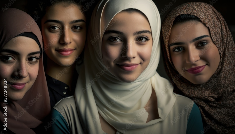 Group of Diverse and Empowered Middle Eastern Youth Female High School Students Working Together in National Honor Society : Power of Collaboration in Clubs, Sports Teams (generative AI) Group of Diverse and Empowered Middle Eastern Youth Female High School Students Working Together in National Honor Society : Power of Collaboration in Clubs, Sports Teams (generative AI)