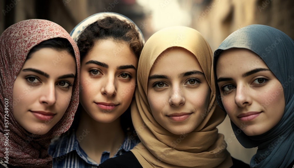Group of Diverse and Empowered Middle Eastern Youth Female High School Students Working Together in Visual Arts : Power of Collaboration in Clubs, Sports Teams (generative AI) Group of Diverse and Empowered Middle Eastern Youth Female High School Students Working Together in Visual Arts : Power of Collaboration in Clubs, Sports Teams (generative AI)