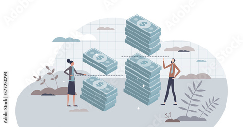 Progressive tax strategy as legal tax rate law policy tiny person concept, transparent background. Government money collection after calculation and earnings balance taxation illustration.