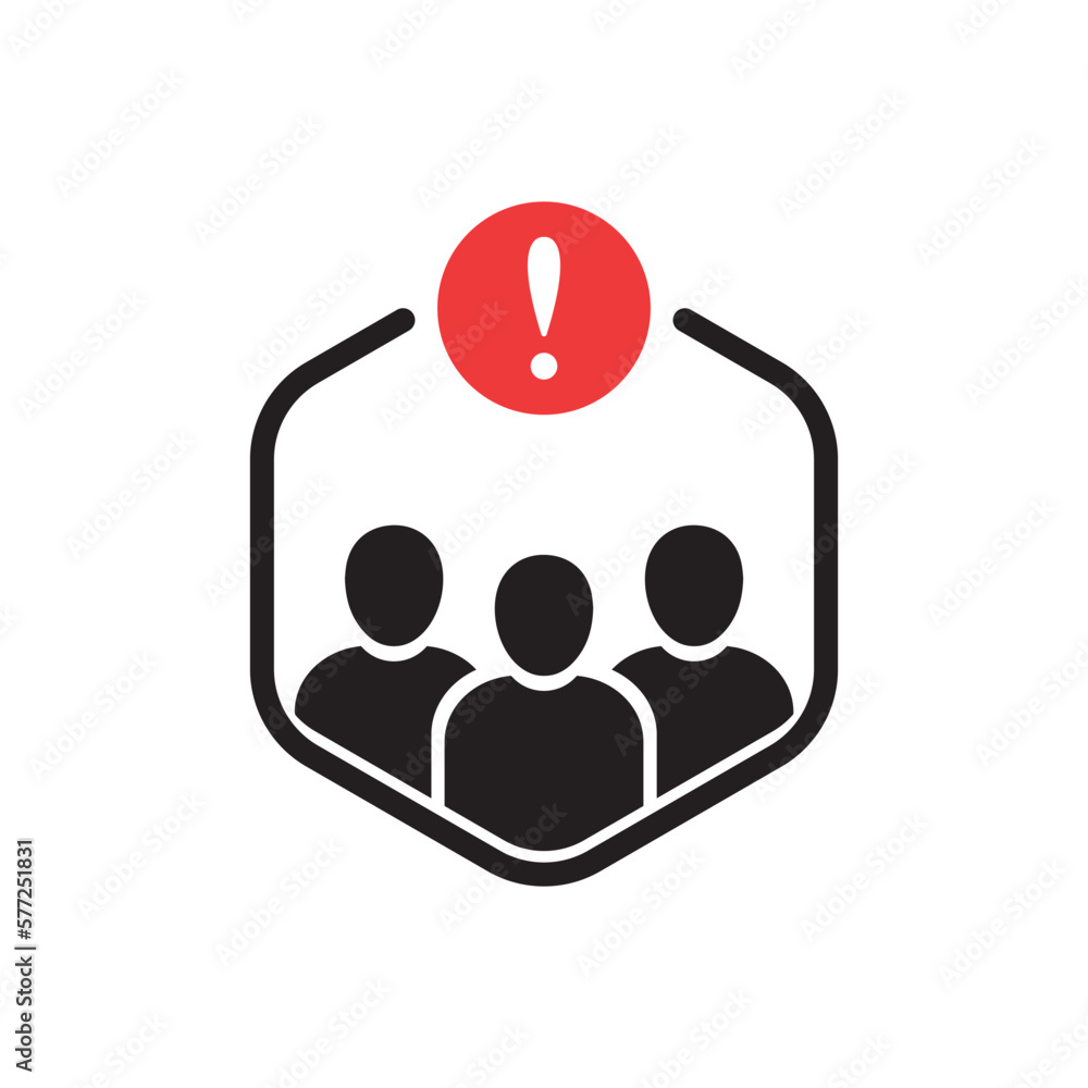 attention please or important customer problem. concept of bad meeting or trouble in education. flat minimal simple trend global issue logotype design web inform element isolated on white - obrazy, fototapety, plakaty 