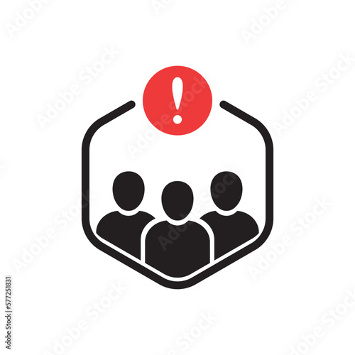attention please or important customer problem. concept of bad meeting or trouble in education. flat minimal simple trend global issue logotype design web inform element isolated on white