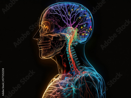 Human Nerve System Concept Illustration AI Generative