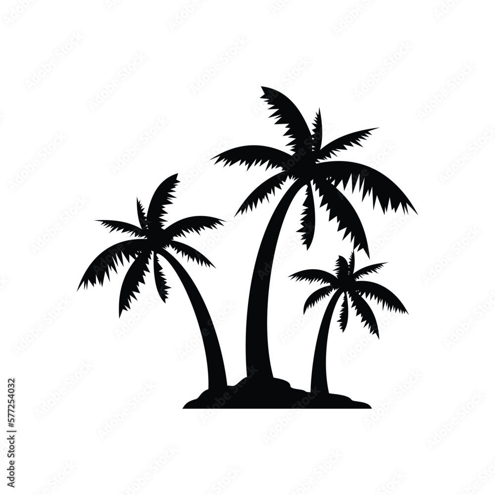 Palm tree logo. Palm tree silhouette design. Palm tree icon vector. Palm tree black simple sign. Palm logo vector. Palm tree design illustration.