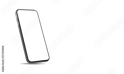 Mockup smartphone device tilted sideways with empty space for text. Vector illustration. photo