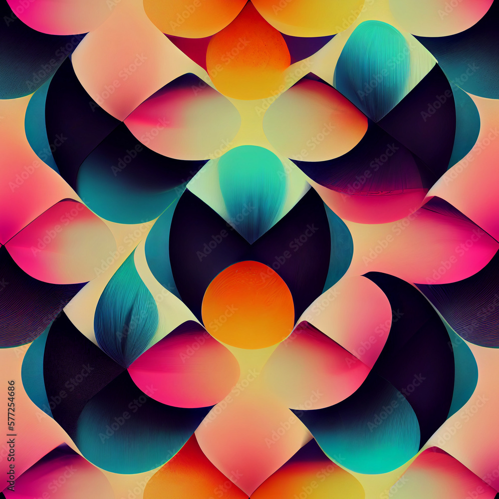The image features a mesmerizing pattern of psychedelic swirls and curves in bold, bright colors. The lines are fluid and organic, blending together to create a groovy, Generative AI, illustration The image features a mesmerizing pattern of psychedelic swirls and curves in bold, bright colors. The lines are fluid and organic, blending together to create a groovy, Generative AI, illustration