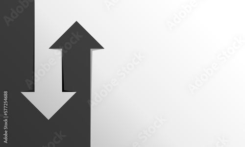 Arrow up and down on the white background banner.