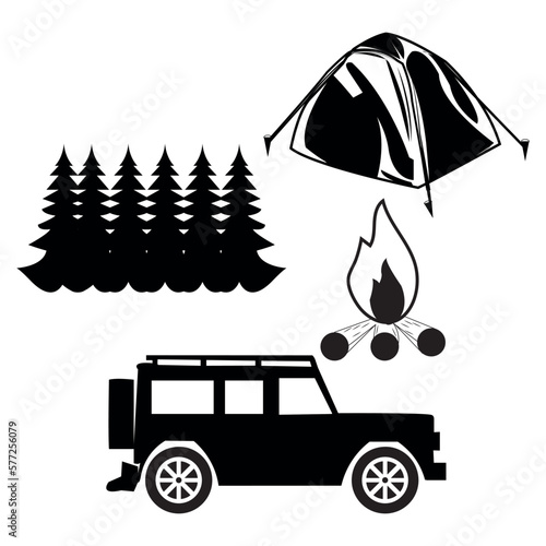 Free vector camping & adventures lettering collection