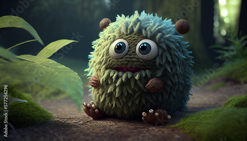 A cute monster made by cotton, hyper-realistic, with intricate textures and realistic lighting effects © Eduardo