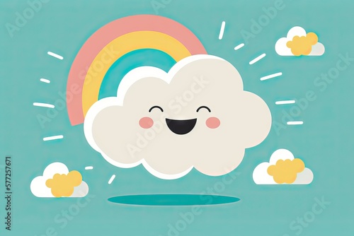 A Happy and Colorful Design of a Cloud, ideal for kids, boys and girls for kindergarten and pre scholar period, generative ai © Sebastián Hernández