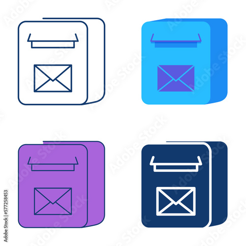 Square mailbox icon set in flat and line style