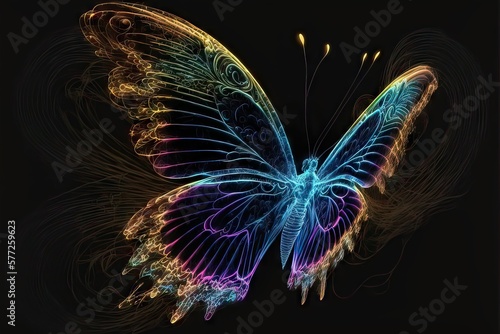 Butterfly made of cosmic superstrings. Generative AI