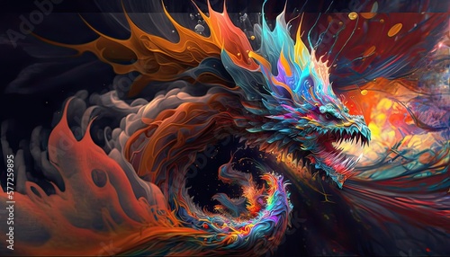 Dragon rainbow. Generative AI