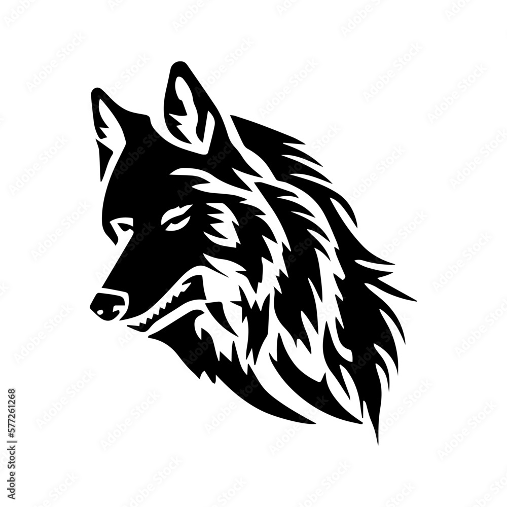 Obraz premium Wolf head isolated on white, vector illustration.