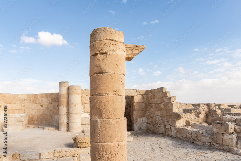 The ruins of the central city - fortress of the Nabateans - Avdat, between Petra and the port of Gaza on the trade route called the Incense Road, in southern Israel The ruins of the central city - fortress of the Nabateans - Avdat, between Petra and the port of Gaza on the trade route called the Incense Road, in southern Israel