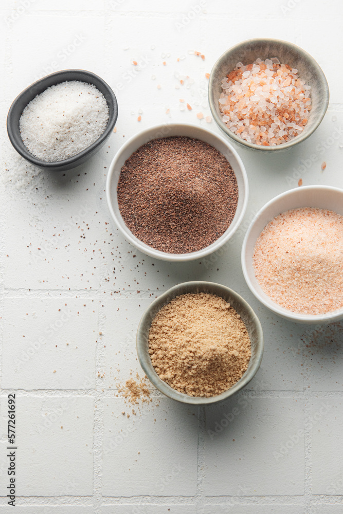 Assorted speciality salt, himalayan pink salt, italian black truffle salt, india black kala namak salt, hawaiian black lava sea salt, hickory smoked sea salt. Assorted speciality salt, himalayan pink salt, italian black truffle salt, india black kala namak salt, hawaiian black lava sea salt, hickory smoked sea salt.