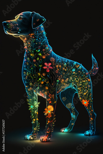 Neon dog illustration