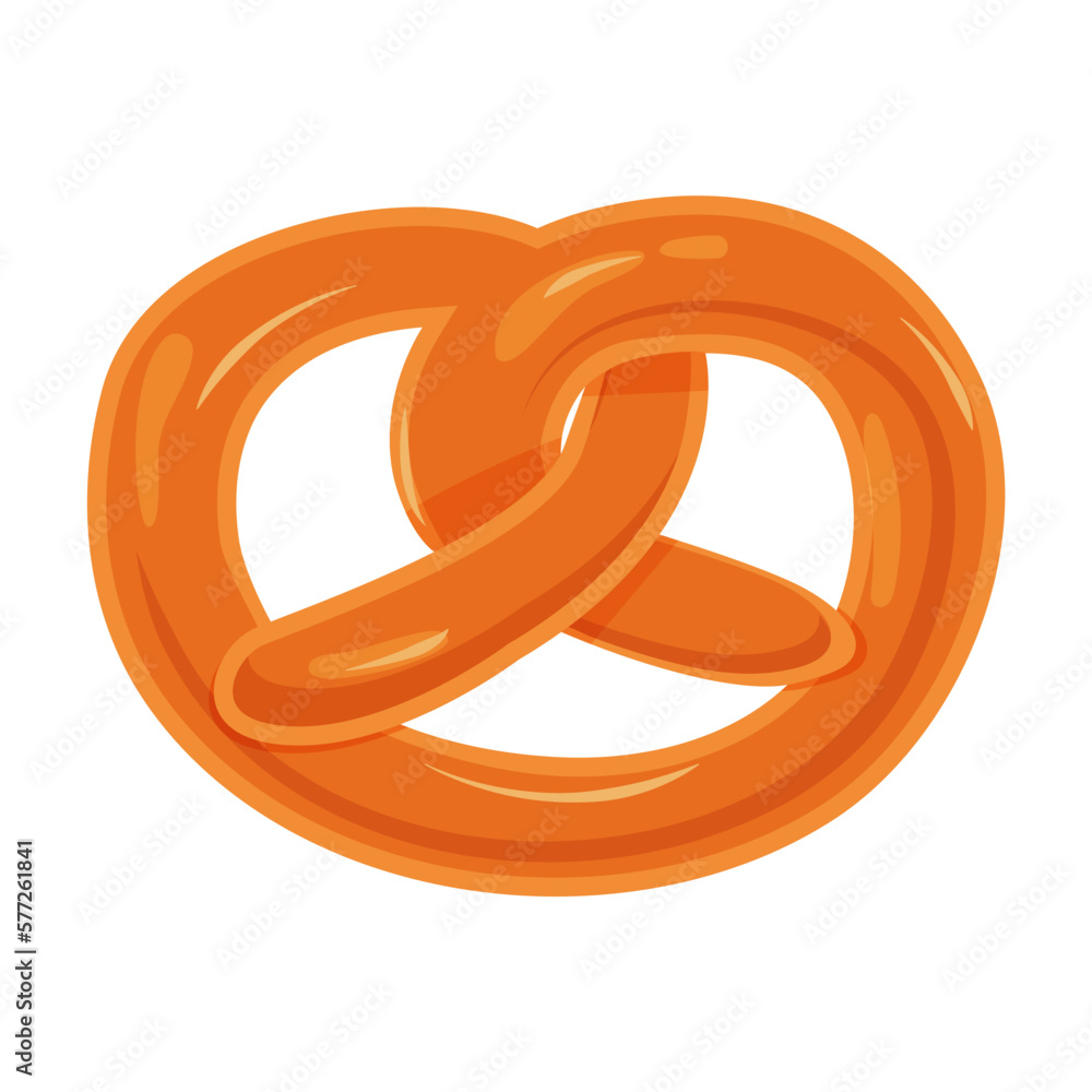 Vector cartoon image of a bakery product. Pretzel. Baking from flour. The concept of cooking and delicious food. An element for your design Vector cartoon image of a bakery product. Pretzel. Baking from flour. The concept of cooking and delicious food. An element for your design