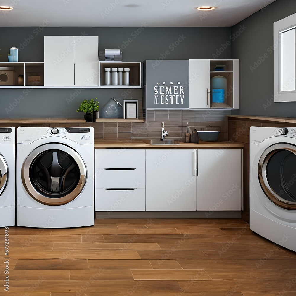 6. A spacious laundry room with a washer and dryer, and a sink for washing clothes.1, Generative AI 6. A spacious laundry room with a washer and dryer, and a sink for washing clothes.1, Generative AI