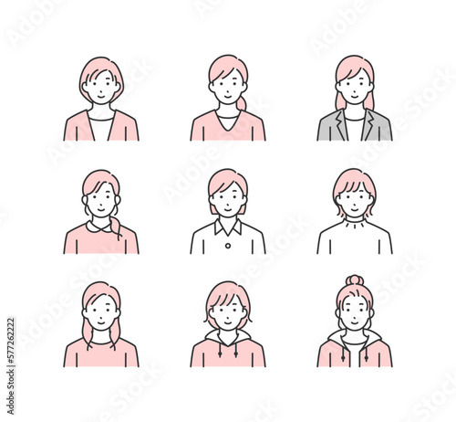 女性のイラストアイコンセット
