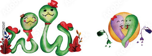 Cute cartoon snake watercolour clipart
