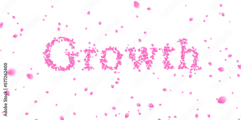 Letters made of a collection of cherry blossom petals and flurry of those petals on transparent background Letters made of a collection of cherry blossom petals and flurry of those petals on transparent background