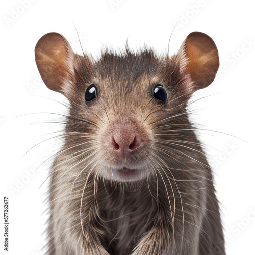 rat face shot , isolated on transparent background cutout , generative ai photo