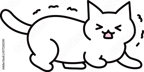 震える白い猫のイラスト