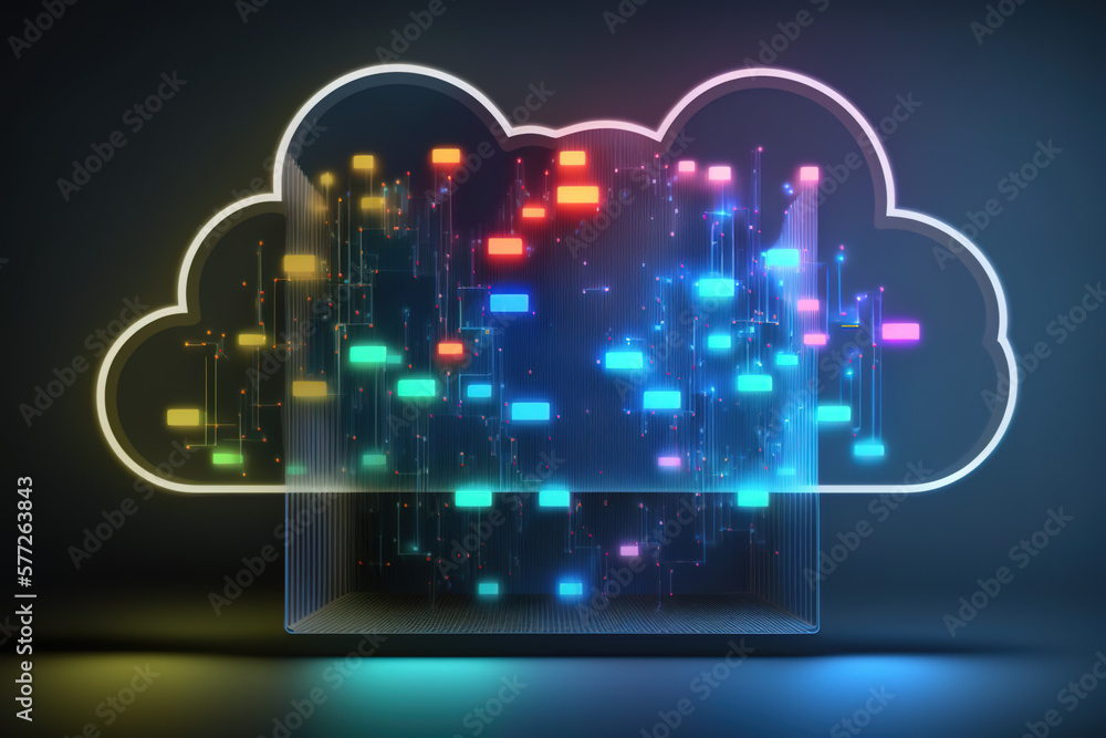 Fototapeta premium Cloud Networking, Automation, Cloud Managed, AI Generated Art for Business and Technology