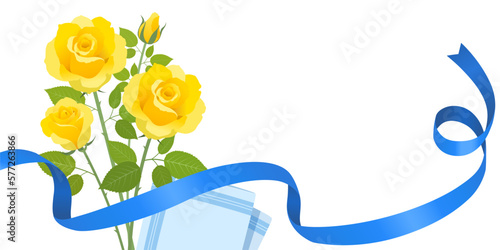 父の日薔薇の花束のイメージ_バナーフレーム（2：1）_ベクターイラスト